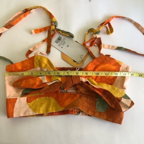 Fe Noel x Target Linen Blend Mixed Paint Print Knotted Crop Tank Top Size XS - Picture 10 of 11